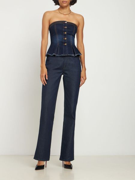 Bavlnený top Versace Jeans Couture modrá