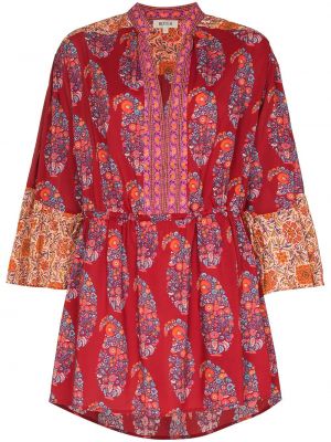 Vestido de cachemir con estampado con estampado de cachemira Boteh rojo