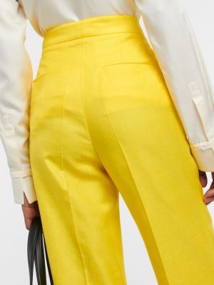 Μεταξωτό λινό μάλλινο παντελόνι με ίσιο πόδι Gabriela Hearst κίτρινο