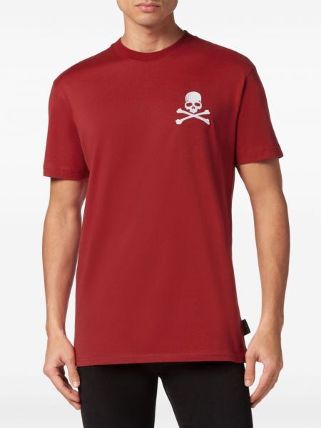 Medvilninis siuvinėtas marškinėliai Philipp Plein raudona