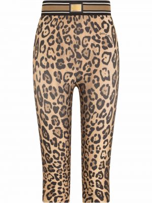 Leopard trykt stretch bukser Dolce & Gabbana brun