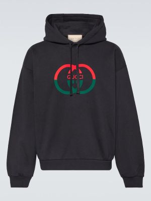 Pamučna hoodie s kapuljačom od jersey Gucci crna
