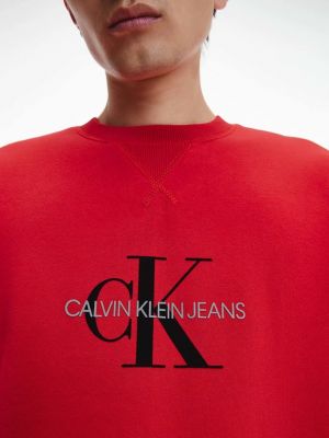Hanorac cu fermoar Calvin Klein Jeans roșu