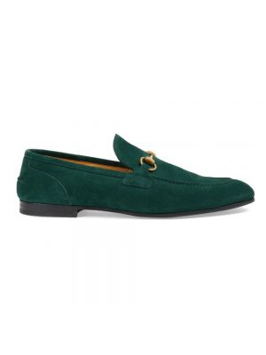 Zielone loafers zamszowe Gucci