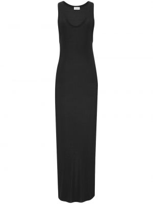 Прозрачна коктейлна рокля без ръкави Saint Laurent черно