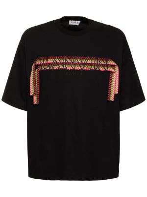 Medvilninis siuvinėtas marškinėliai Lanvin juoda