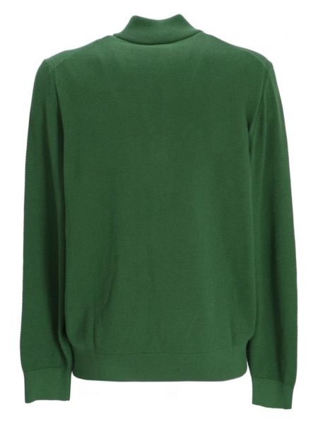 Kokvilnas džemperis ar rāvējslēdzēju Boss zaļš