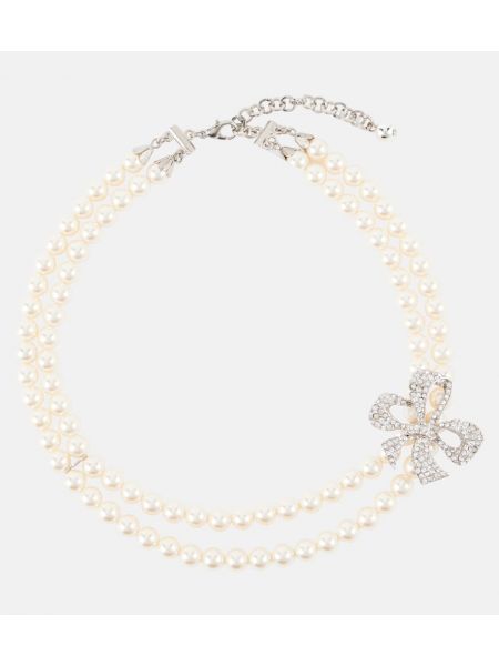 Collar con perlas de cristal Alessandra Rich blanco