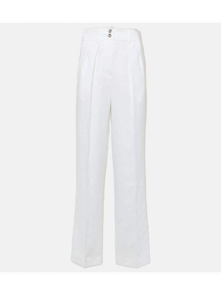 Lněné kalhoty relaxed fit Loro Piana bílé