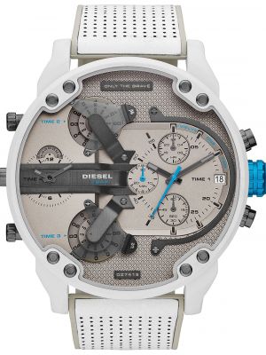 Кожаные часы с хронографом Diesel белые