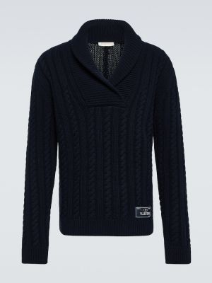 Вълнен пуловер Valentino синьо