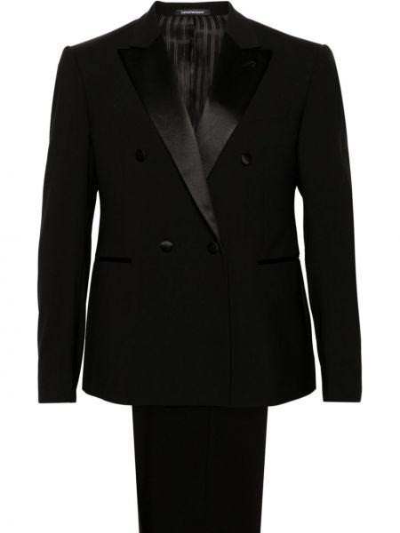 Volnena ukrojena obleka Emporio Armani črna