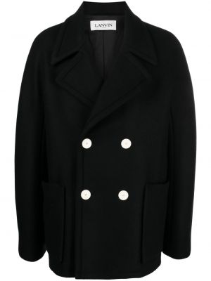 Vlněný kabát Lanvin černý
