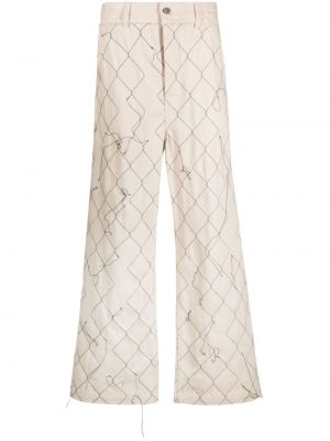 Voľné nohavice s abstraktným vzorom Airei biela