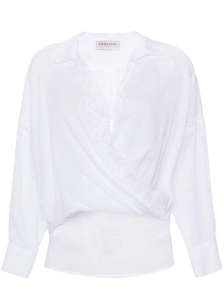 Bluza s cvjetnim printom s čipkom Ermanno Firenze bijela