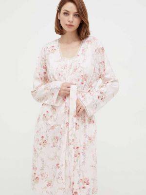 Szlafrok bawełniany Lauren Ralph Lauren różowy