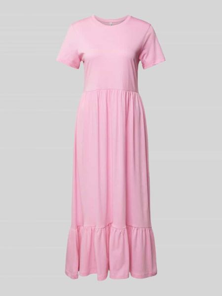 Sukienka midi w jednolitym kolorze Only różowa