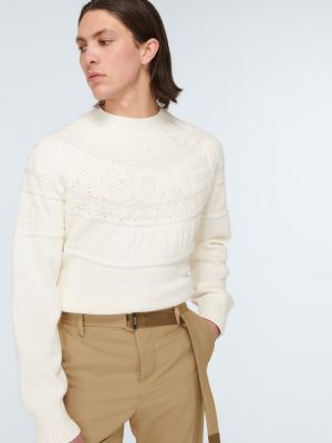 Bombažni pulover Sacai bela