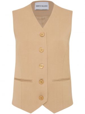 Pérová obleková vesta na gombíky Rebecca Vallance hnedá