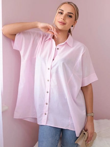 Памучна риза с къс ръкав Kesi розово