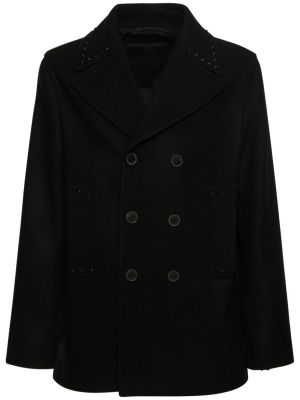 Μάλλινο παλτό Valentino μαύρο