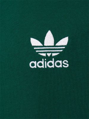 Koszulka bawełniana w paski Adidas Originals zielona