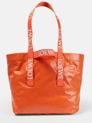 Bőr bevásárlótáska Loewe narancsszínű