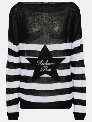 Pruhovaný sveter Balmain čierna