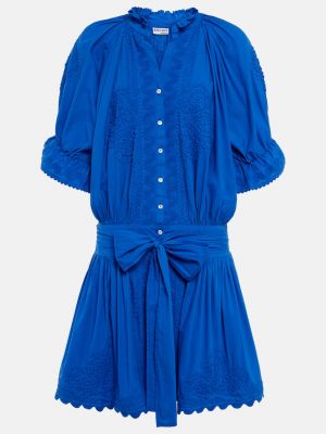 Хлопковое платье мини с вышивкой Juliet Dunn синее