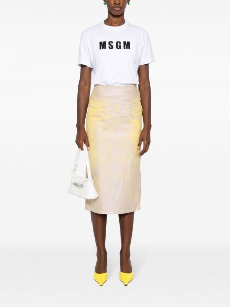 T-shirt en coton à imprimé Msgm blanc