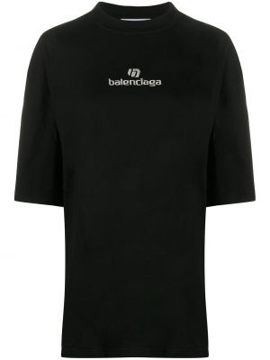 Camiseta con bordado oversized Balenciaga negro