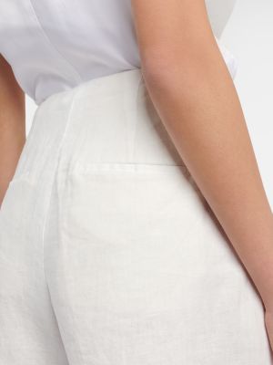 Lanene kratke hlače z visokim pasom Polo Ralph Lauren bela