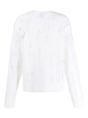 Sweter z przetarciami Ramael biały