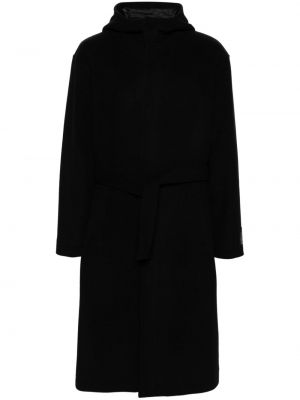 Vlnený kabát s kapucňou Msgm čierna