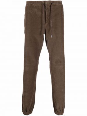 Pantalones rectos con cordones de pana Z Zegna marrón