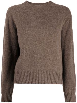 Sweter z wełny merino z okrągłym dekoltem Ymc brązowy