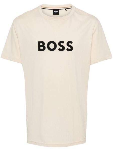 Βαμβακερή μπλούζα με σχέδιο Hugo μπεζ