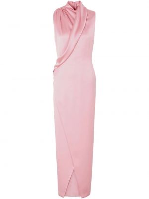 Svilena koktejl obleka z draperijo Giorgio Armani roza