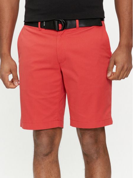Bavlnené slim fit priliehavé šortky Calvin Klein červená