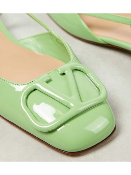 Nyitott sarkú bőr balerina cipők Valentino Garavani zöld