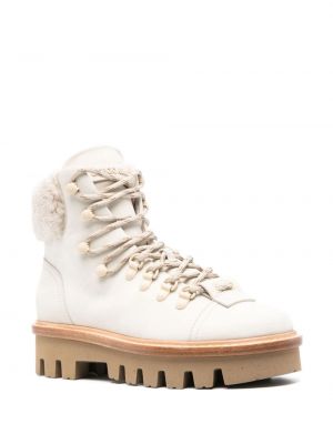 Kožené turistické boty Giorgio Armani béžové