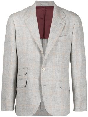 Trykt sjekket lang blazer Brunello Cucinelli grå