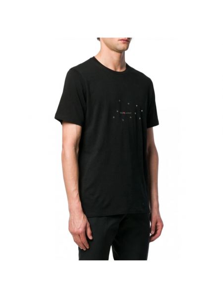 Camiseta de algodón de estrellas Saint Laurent negro