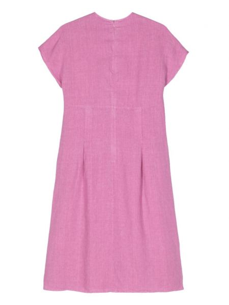 Lniana sukienka midi plisowana Peserico różowa