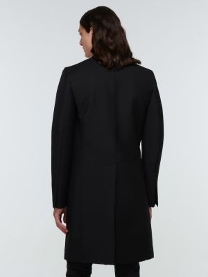 Moherowy płaszcz wełniany Givenchy czarny