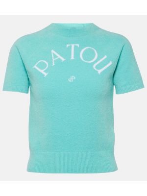Pletené bavlněné tričko Patou modré