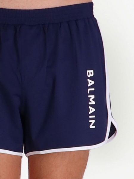 Shorts de sport à imprimé Balmain bleu