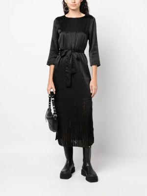 Saténové midi šaty Armani Exchange černé
