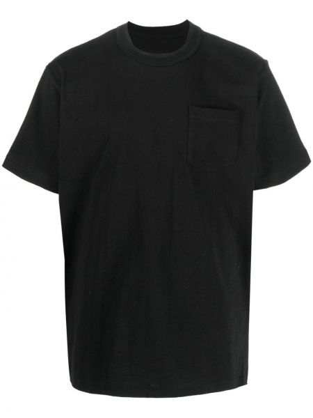 T-shirt con cerniera di cotone Sacai nero