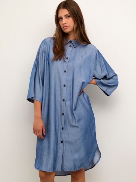 Voľné priliehavé košeľové šaty Kaffe modrá